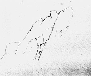 Cliff shape sketched in pencil